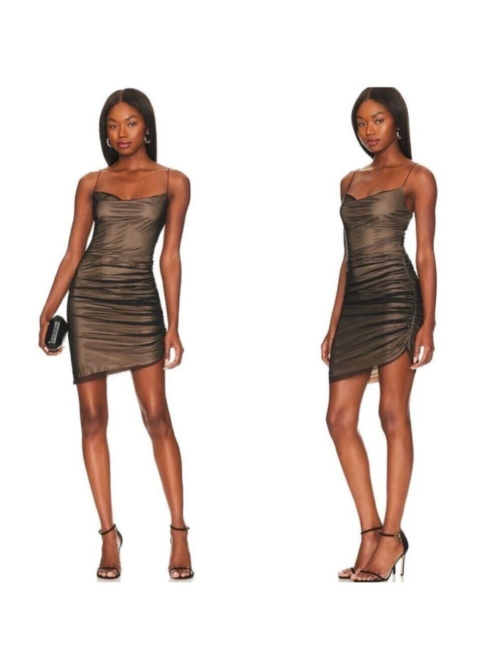 Gauge 81 Perry Layered Mesh Mini Dress in Black Natural